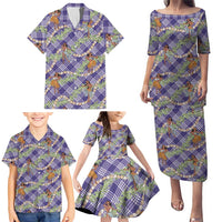 Lavender Palaka Hula Girls Seamless Hawaii Aloha Family Matching Puletasi and Hawaiian Shirt LT7 - Polynesian Pride