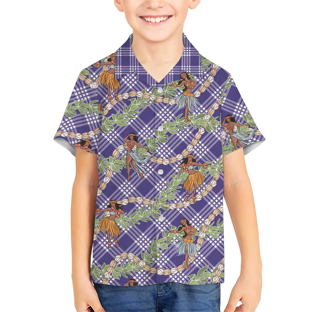 Lavender Palaka Hula Girls Seamless Hawaii Aloha Family Matching Summer Maxi Dress and Hawaiian Shirt LT7 Son's Shirt Lavender - Polynesian Pride
