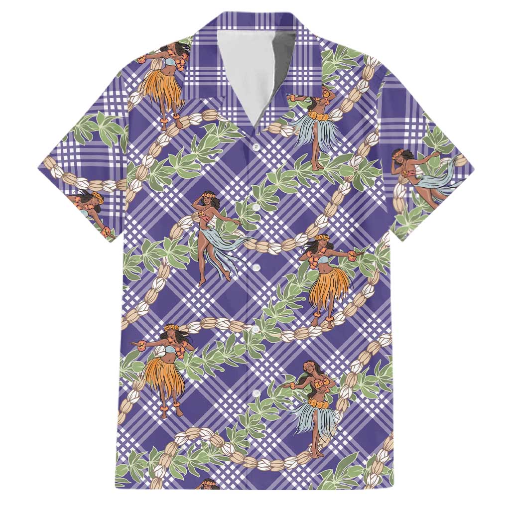 Lavender Palaka Hula Girls Seamless Hawaii Aloha Family Matching Tank Maxi Dress and Hawaiian Shirt LT7 Dad's Shirt - Short Sleeve Lavender - Polynesian Pride