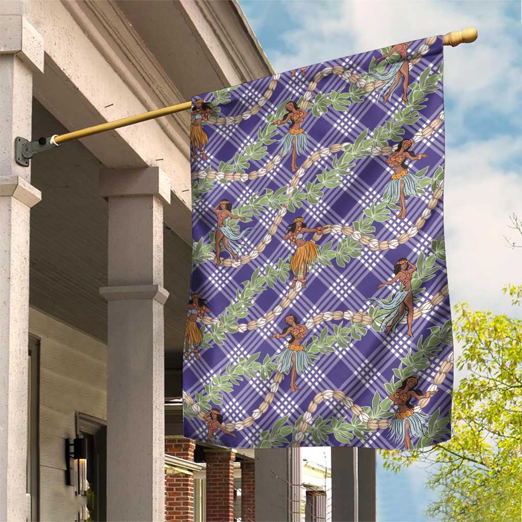 Lavender Palaka Hula Girls Seamless Hawaii Aloha Garden Flag - Polynesian Pride