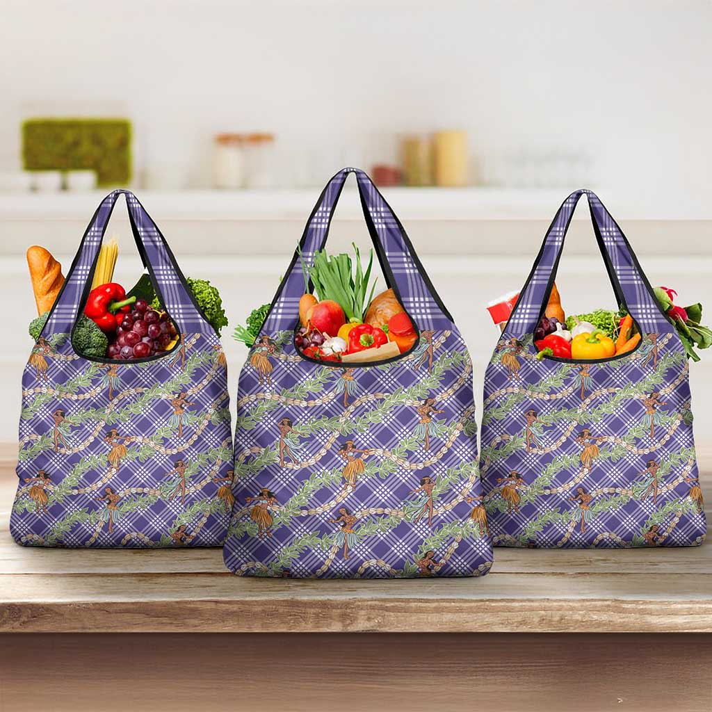 Lavender Palaka Hula Girls Seamless Hawaii Aloha Grocery Bag - Polynesian Pride