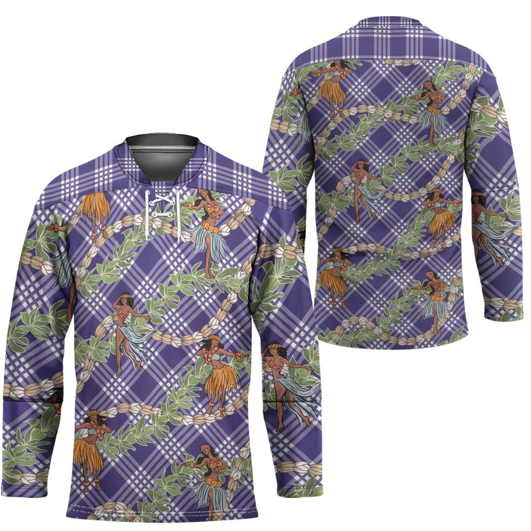 Lavender Palaka Hula Girls Seamless Hawaii Aloha Hockey Jersey - Polynesian Pride