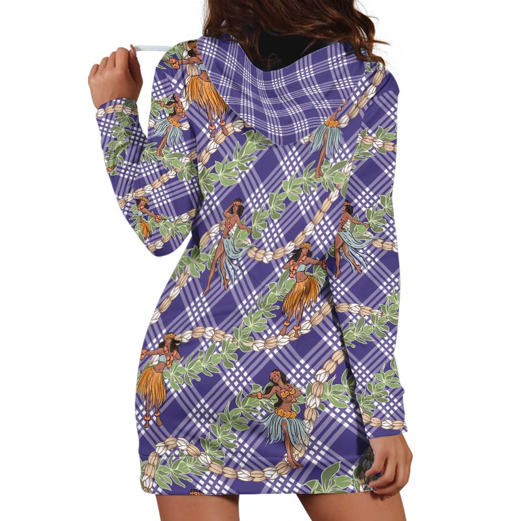 Lavender Palaka Hula Girls Seamless Hawaii Aloha Hoodie Dress LT7 - Polynesian Pride