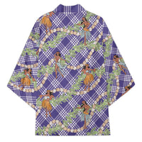 Lavender Palaka Hula Girls Seamless Hawaii Aloha Kimono LT7 - Polynesian Pride