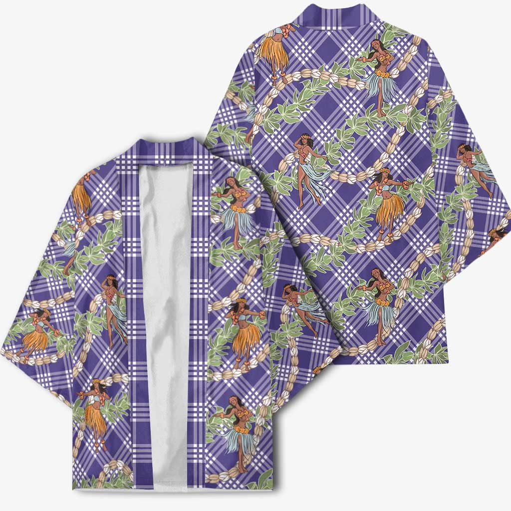 Lavender Palaka Hula Girls Seamless Hawaii Aloha Kimono LT7 - Polynesian Pride