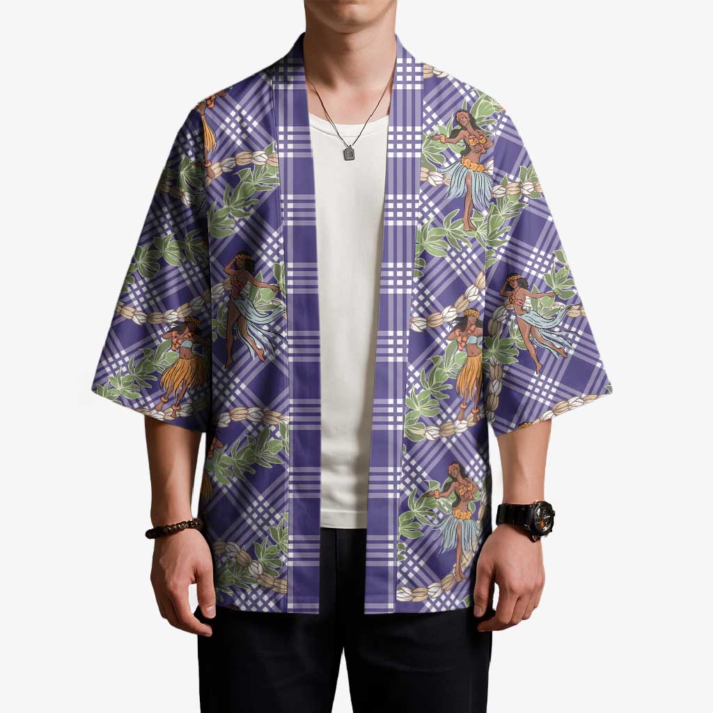 Lavender Palaka Hula Girls Seamless Hawaii Aloha Kimono LT7 - Polynesian Pride