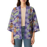 Lavender Palaka Hula Girls Seamless Hawaii Aloha Kimono LT7 - Polynesian Pride