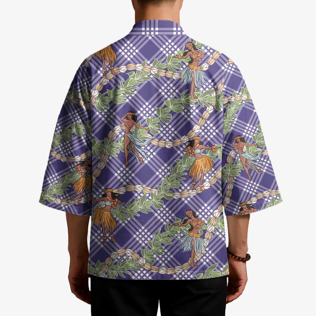 Lavender Palaka Hula Girls Seamless Hawaii Aloha Kimono LT7 - Polynesian Pride