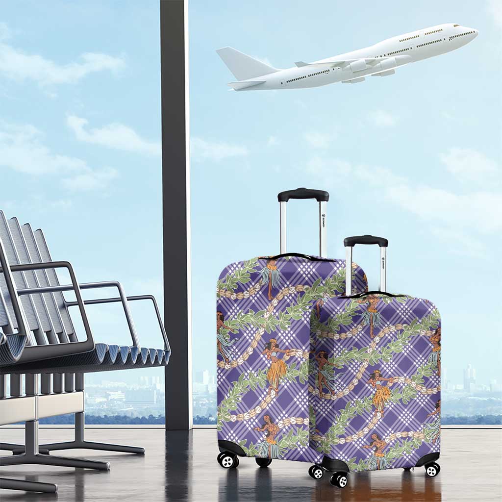 Lavender Palaka Hula Girls Seamless Hawaii Aloha Luggage Cover - Polynesian Pride