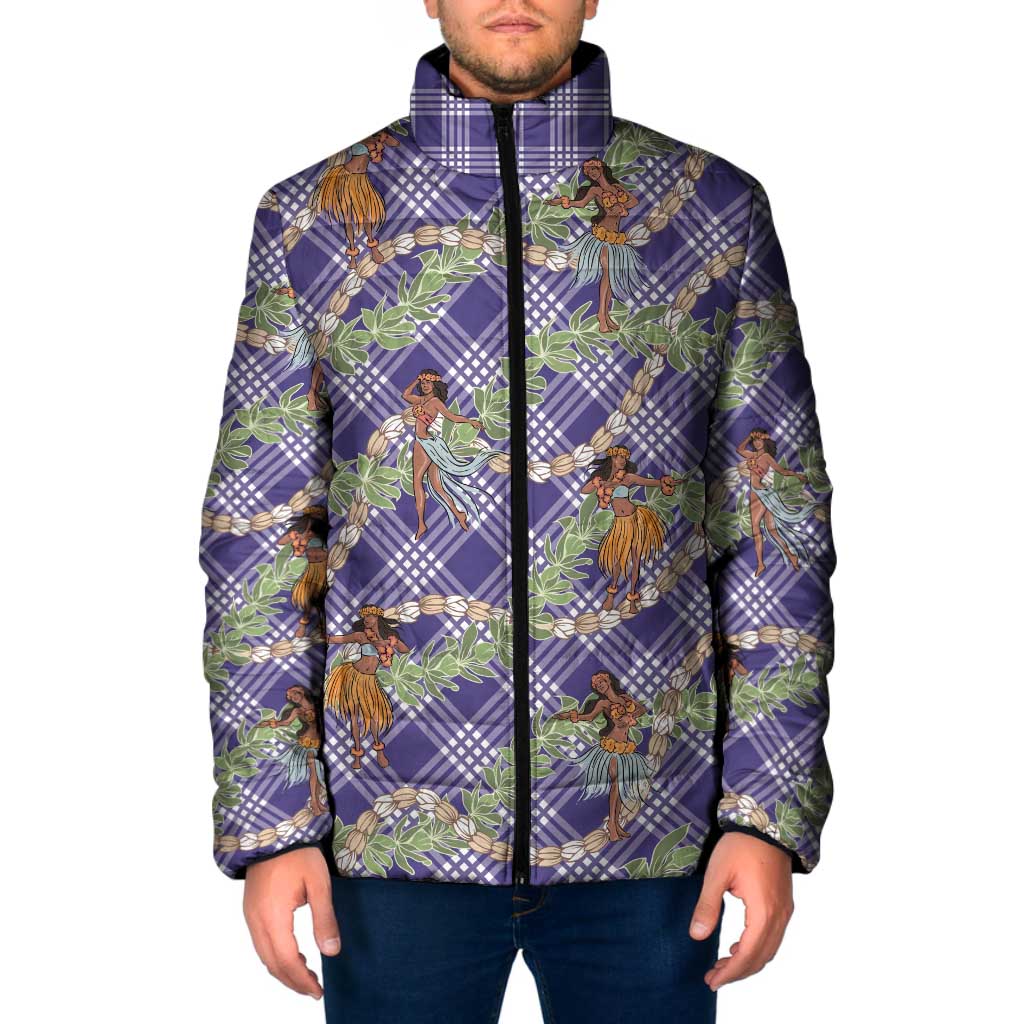 Lavender Palaka Hula Girls Seamless Hawaii Aloha Padded Jacket - Polynesian Pride