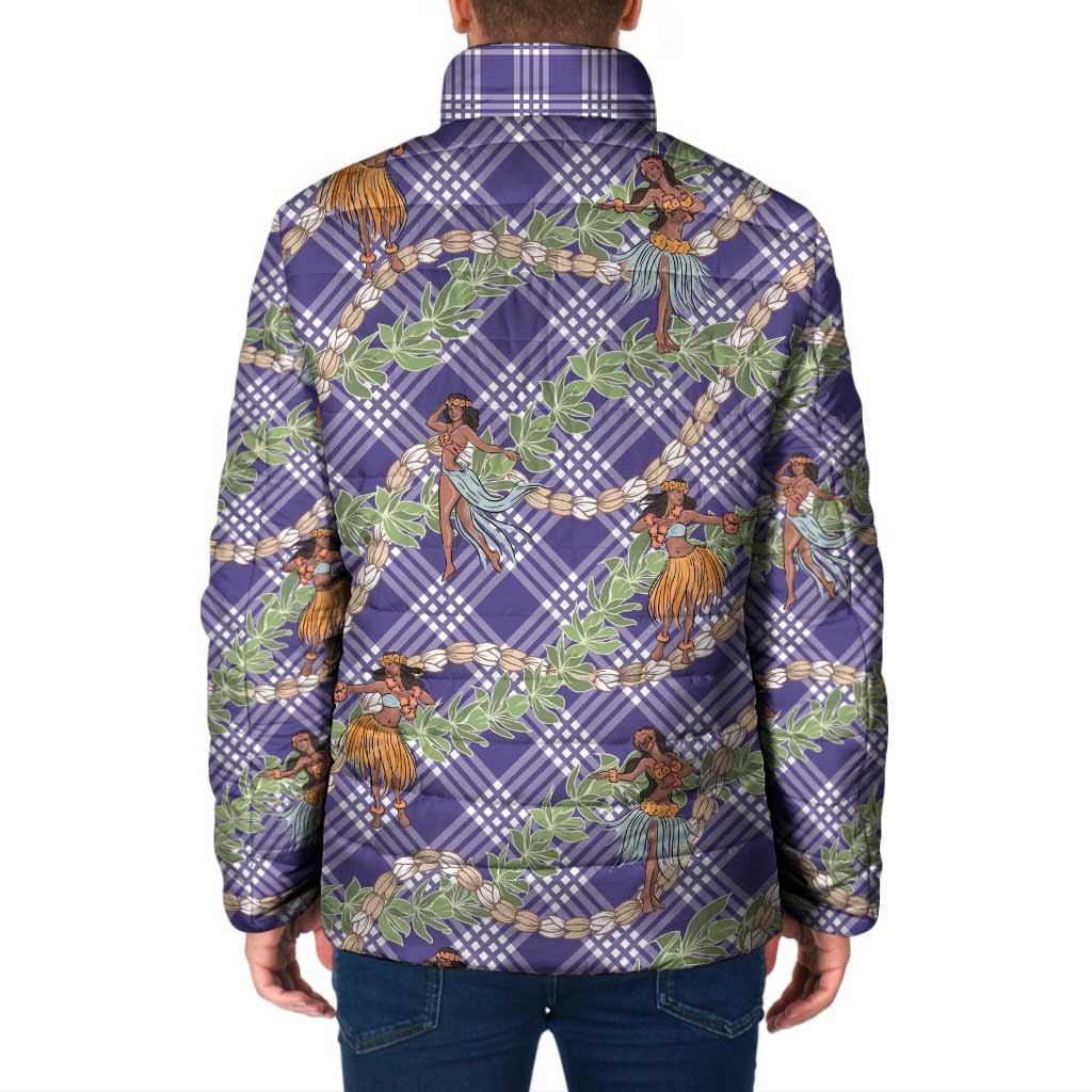 Lavender Palaka Hula Girls Seamless Hawaii Aloha Padded Jacket - Polynesian Pride
