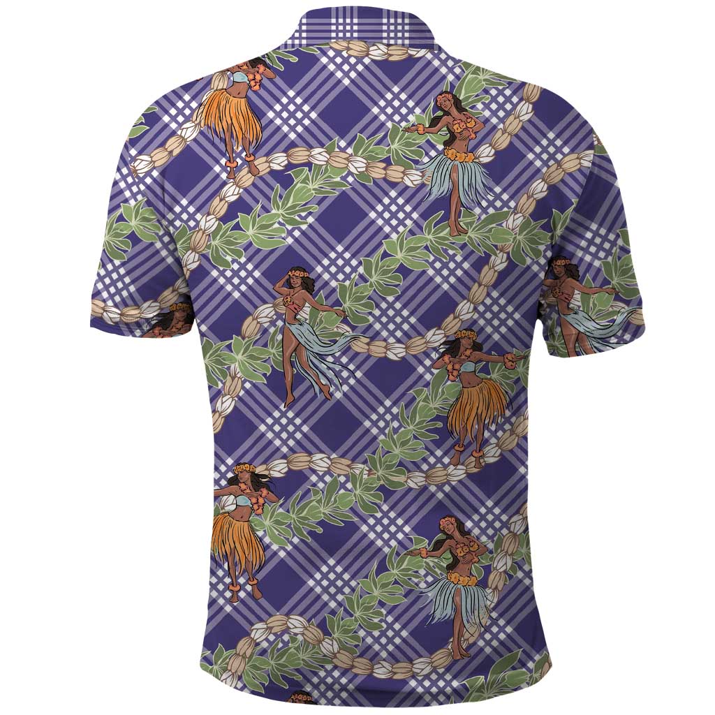 Lavender Palaka Hula Girls Seamless Hawaii Aloha Polo Shirt - Polynesian Pride