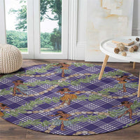 Lavender Palaka Hula Girls Seamless Hawaii Aloha Round Carpet - Polynesian Pride