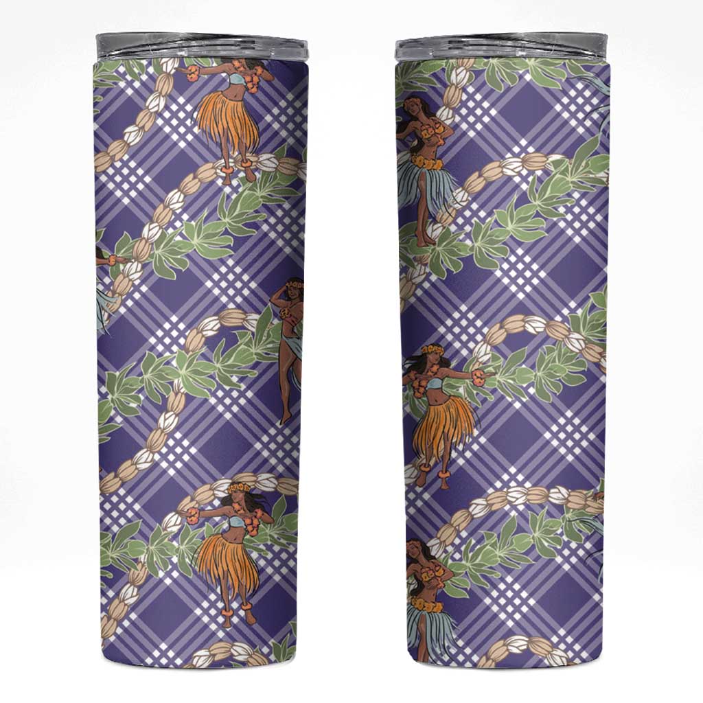 Lavender Palaka Hula Girls Seamless Hawaii Aloha Skinny Tumbler LT7 Lavender - Polynesian Pride