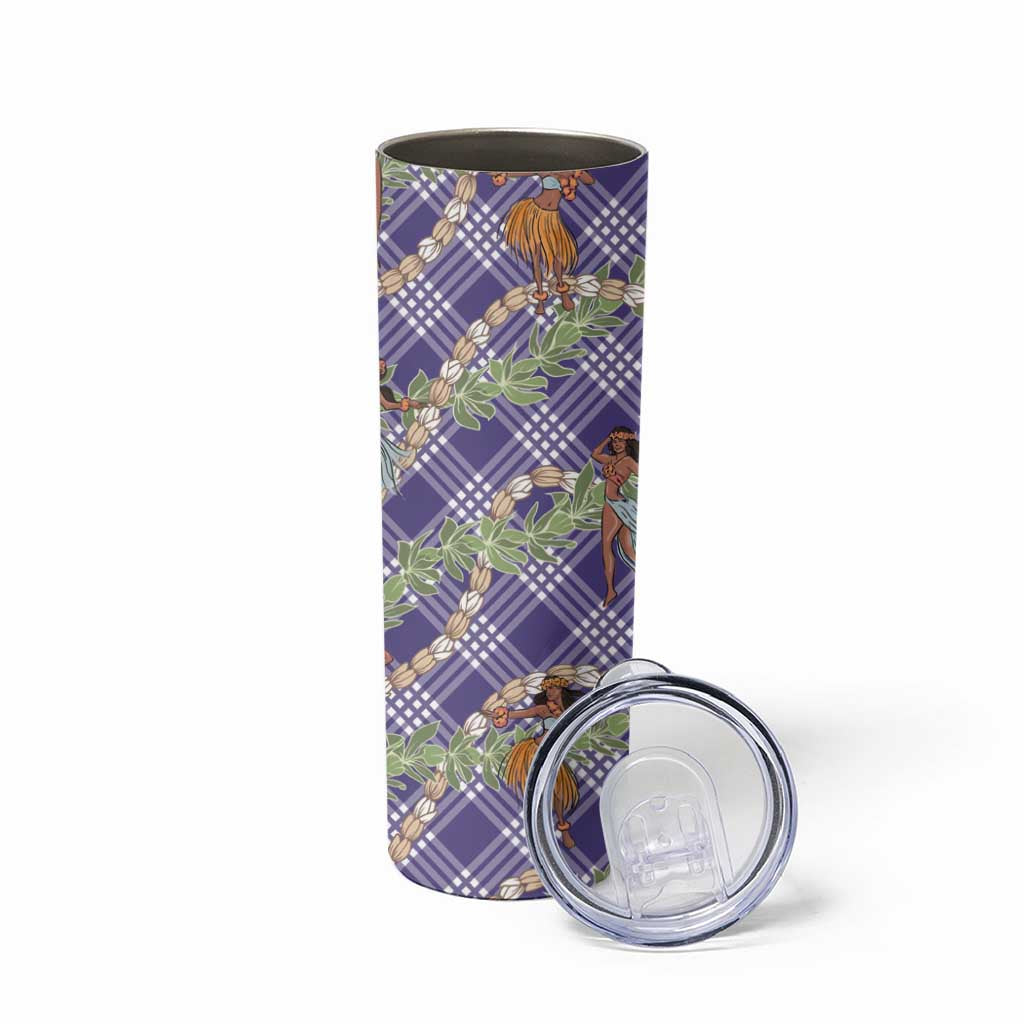 Lavender Palaka Hula Girls Seamless Hawaii Aloha Skinny Tumbler LT7 - Polynesian Pride