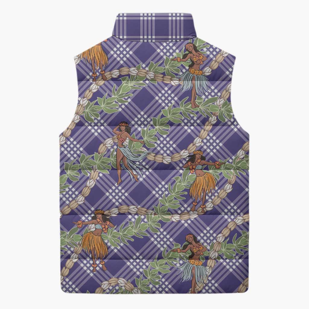 Lavender Palaka Hula Girls Seamless Hawaii Aloha Sleeveless Puffer Jacket - Polynesian Pride
