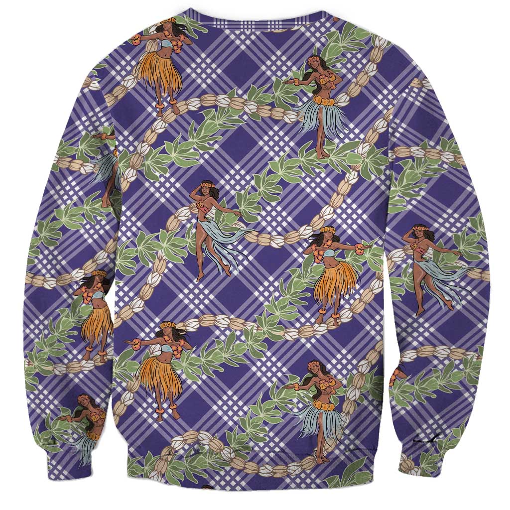 Lavender Palaka Hula Girls Seamless Hawaii Aloha Sweatshirt - Polynesian Pride