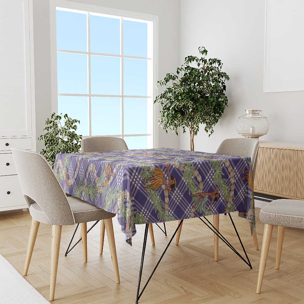 Lavender Palaka Hula Girls Seamless Hawaii Aloha Tablecloth - Polynesian Pride