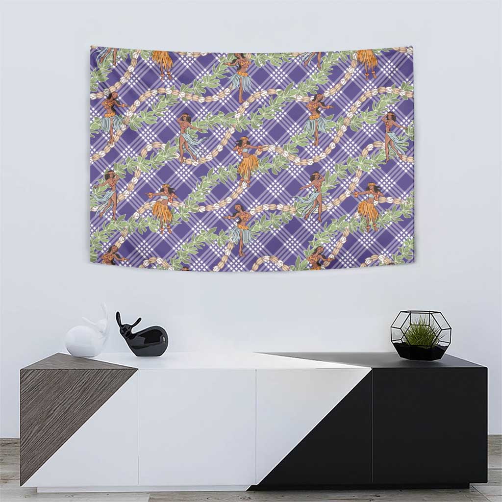 Lavender Palaka Hula Girls Seamless Hawaii Aloha Tapestry LT7 - Polynesian Pride