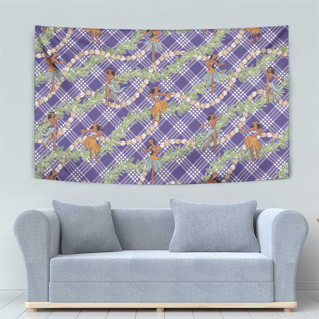 Lavender Palaka Hula Girls Seamless Hawaii Aloha Tapestry LT7 - Polynesian Pride