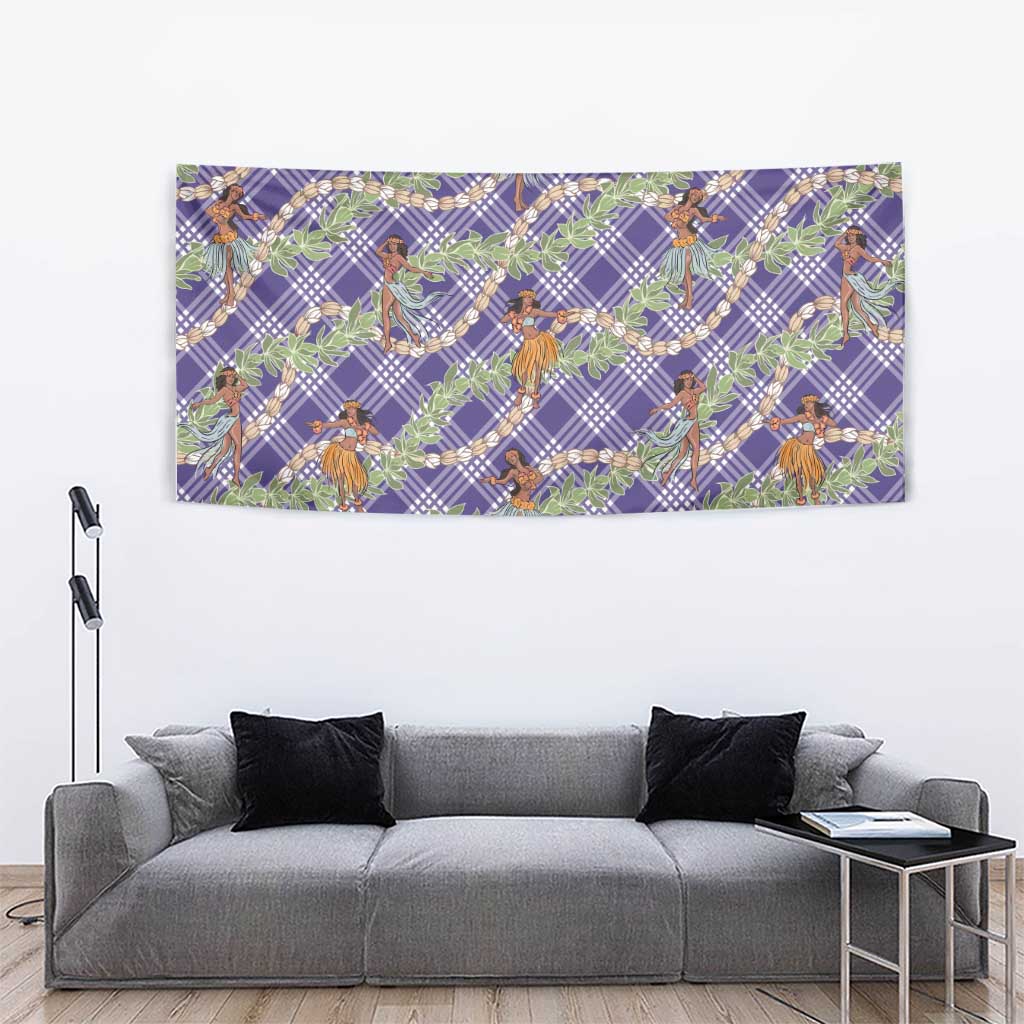 Lavender Palaka Hula Girls Seamless Hawaii Aloha Tapestry LT7 - Polynesian Pride