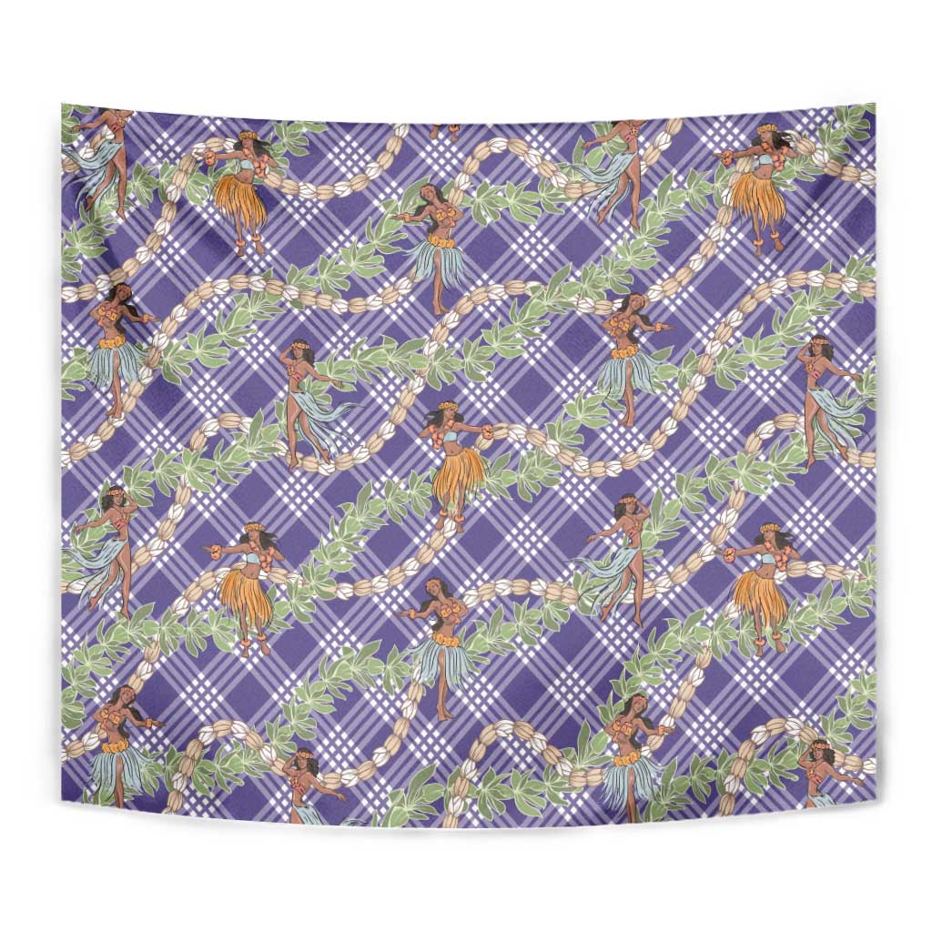 Lavender Palaka Hula Girls Seamless Hawaii Aloha Tapestry LT7 - Polynesian Pride