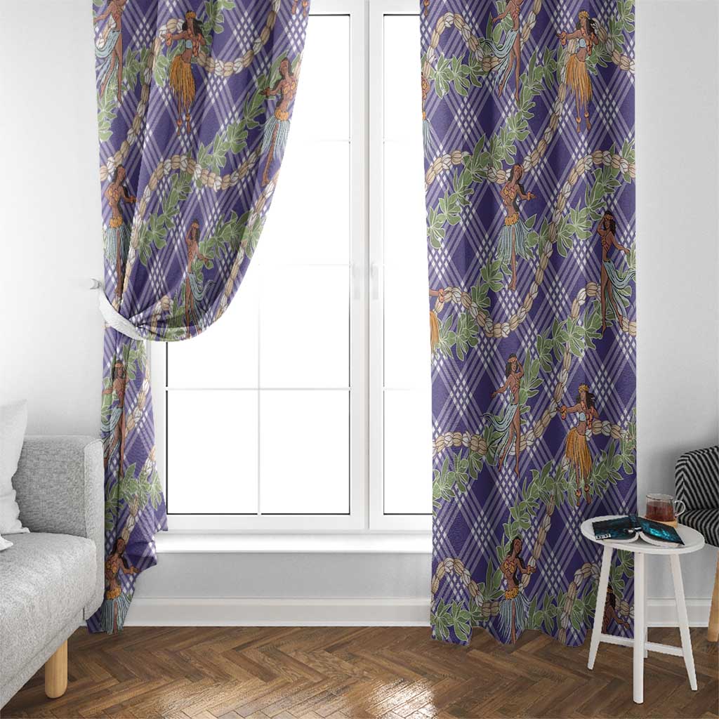 Lavender Palaka Hula Girls Seamless Hawaii Aloha Window Curtain - Polynesian Pride