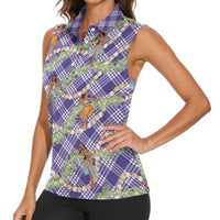 Lavender Palaka Hula Girls Seamless Hawaii Aloha Women Sleeveless Polo Shirt LT7 - Polynesian Pride