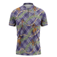 Lavender Palaka Hula Girls Seamless Hawaii Aloha Zipper Polo Shirt - Polynesian Pride