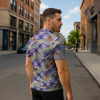 Lavender Palaka Hula Girls Seamless Hawaii Aloha Zipper Polo Shirt - Polynesian Pride