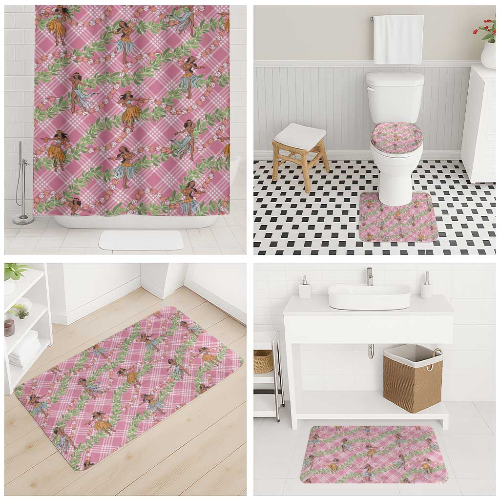 Lokelani Pink Palaka Hula Girls Seamless Hawaii Aloha Bathroom Set - Polynesian Pride