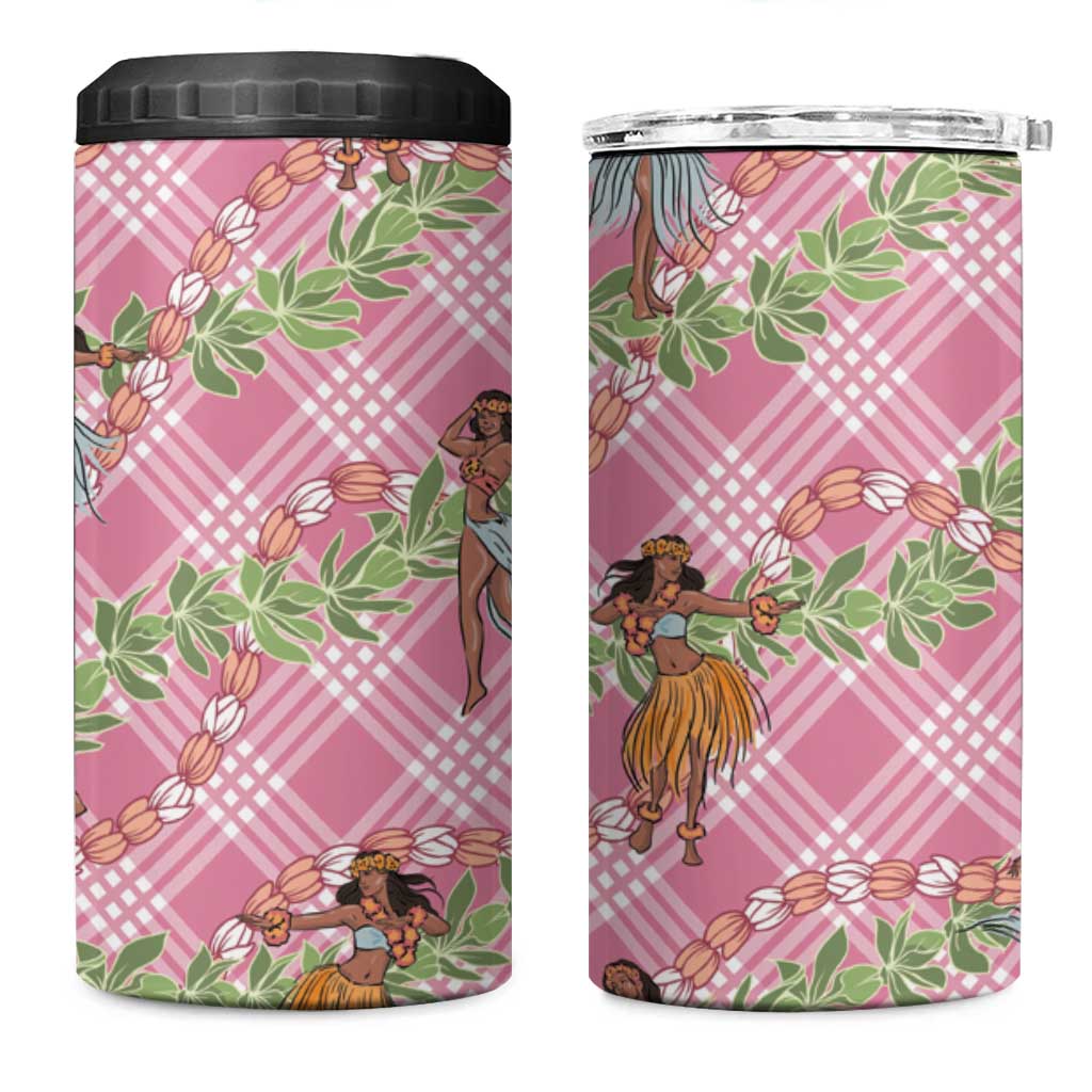 Lokelani Pink Palaka Hula Girls Seamless Hawaii Aloha 4 in 1 Can Cooler Tumbler LT7 One Size: 16 oz Pink - Polynesian Pride