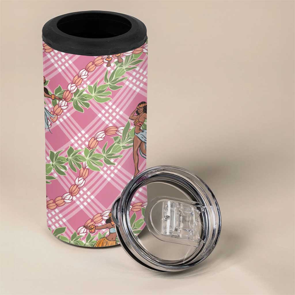 Lokelani Pink Palaka Hula Girls Seamless Hawaii Aloha 4 in 1 Can Cooler Tumbler LT7 - Polynesian Pride