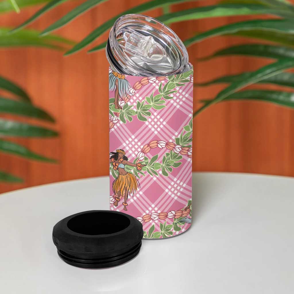 Lokelani Pink Palaka Hula Girls Seamless Hawaii Aloha 4 in 1 Can Cooler Tumbler LT7 - Polynesian Pride