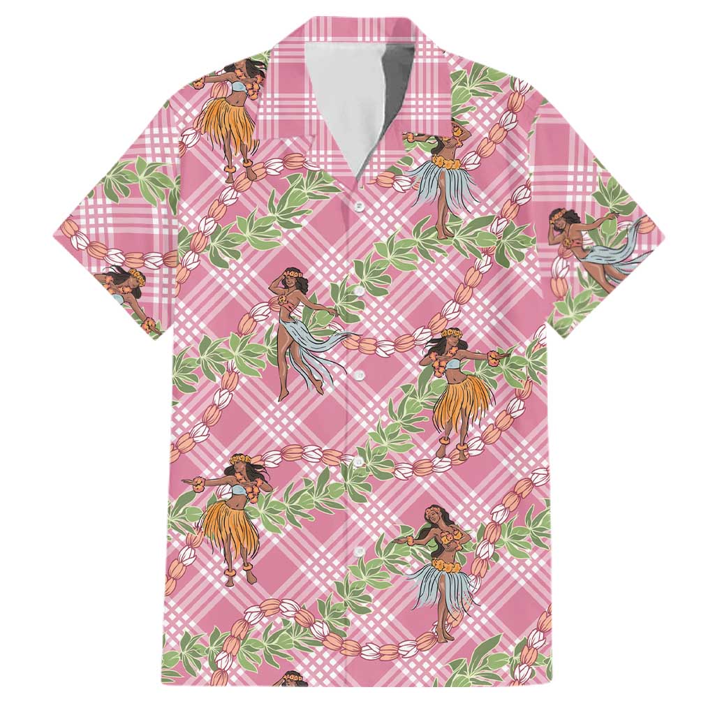 Lokelani Pink Palaka Hula Girls Seamless Hawaii Aloha Family Matching Long Sleeve Bodycon Dress and Hawaiian Shirt LT7 Dad's Shirt - Short Sleeve Pink - Polynesian Pride