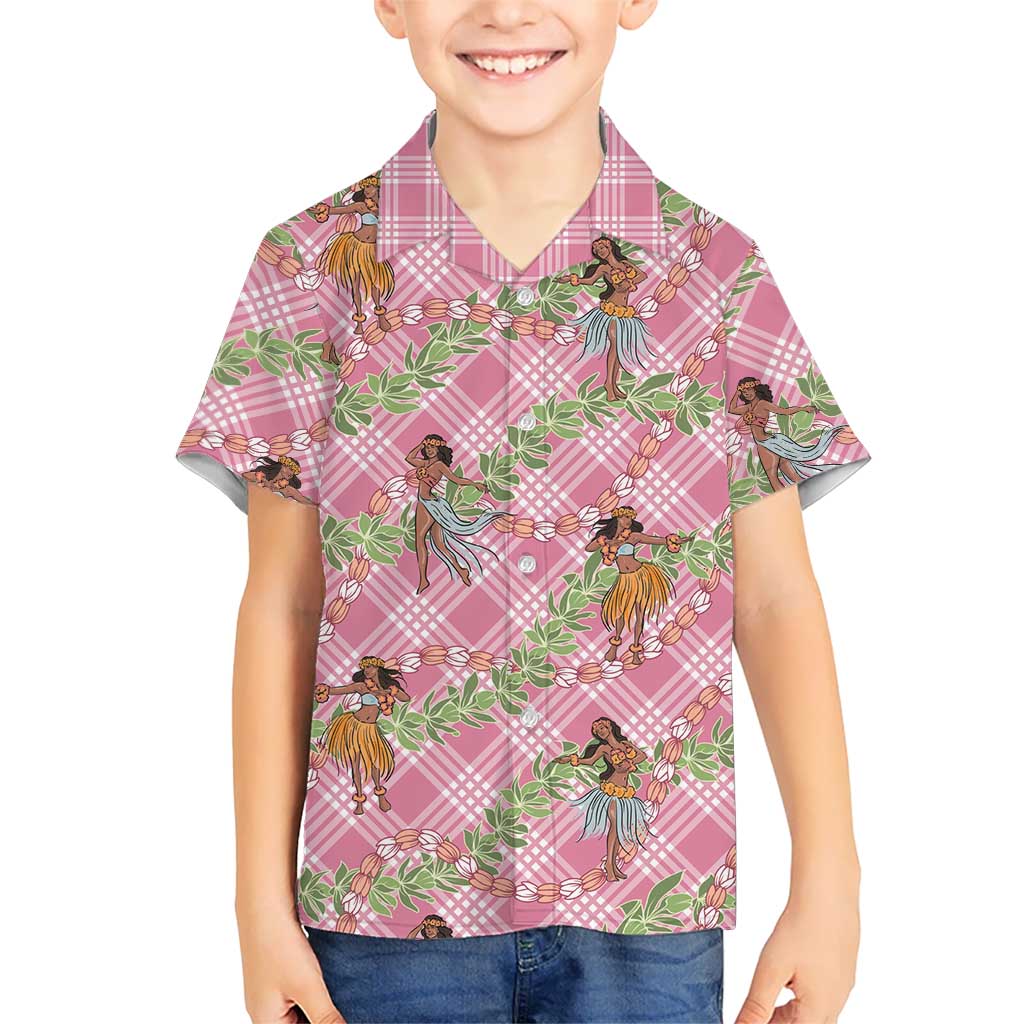 Lokelani Pink Palaka Hula Girls Seamless Hawaii Aloha Kid Hawaiian Shirt LT7 Kid Pink - Polynesian Pride
