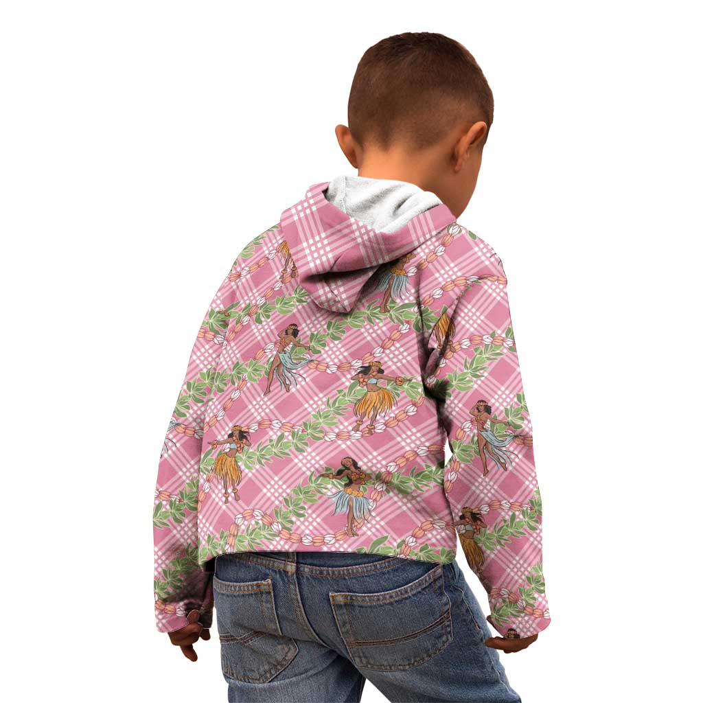 Lokelani Pink Palaka Hula Girls Seamless Hawaii Aloha Kid Hoodie - Polynesian Pride