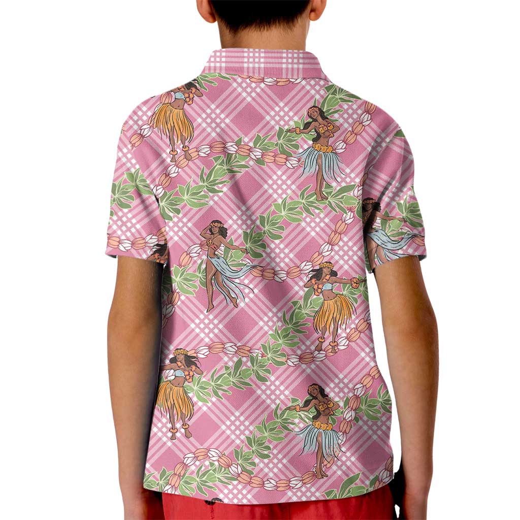Lokelani Pink Palaka Hula Girls Seamless Hawaii Aloha Kid Polo Shirt LT7 - Polynesian Pride
