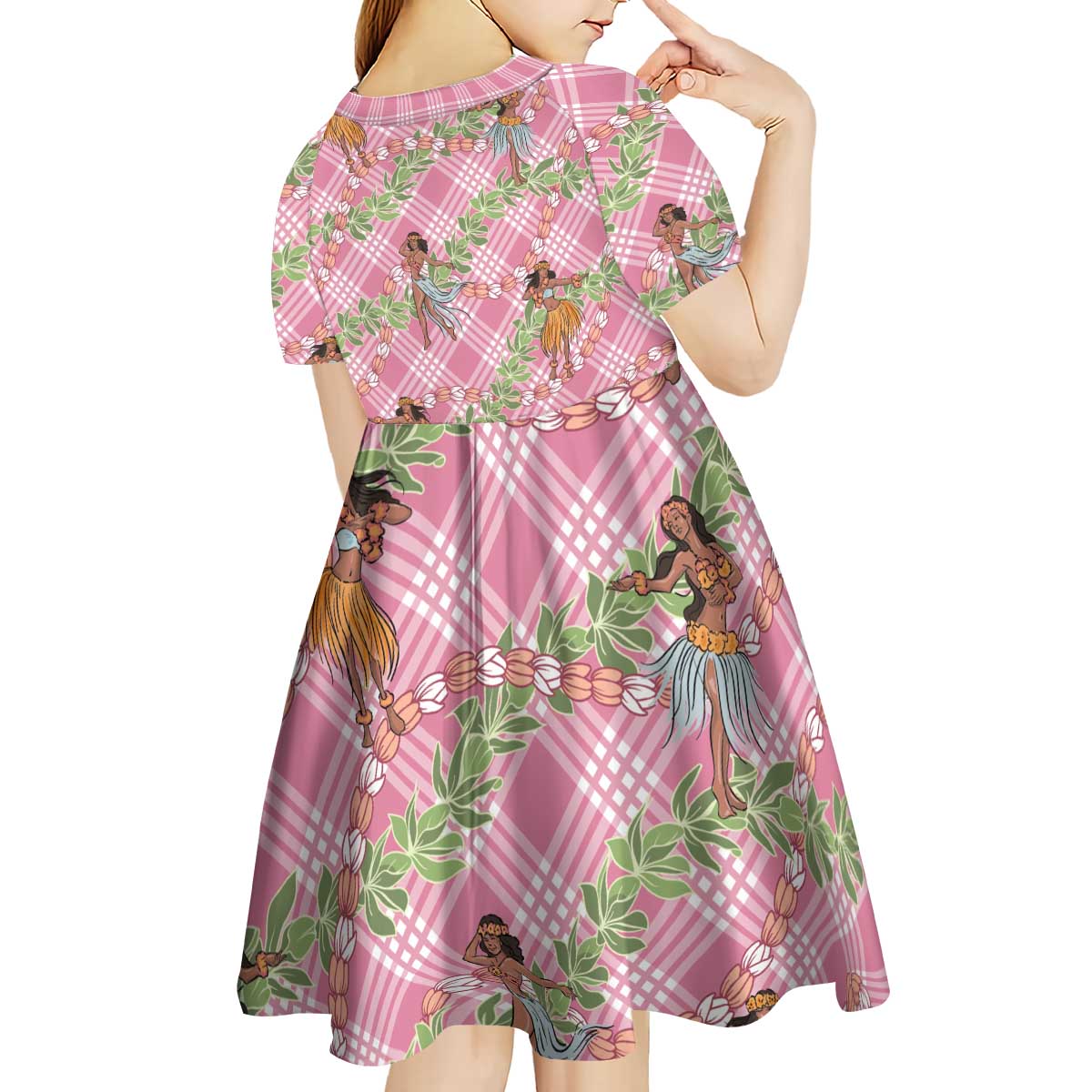 Lokelani Pink Palaka Hula Girls Seamless Hawaii Aloha Kid Short Sleeve Dress LT7 - Polynesian Pride