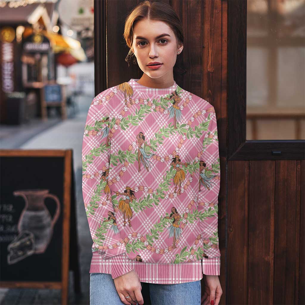 Lokelani Pink Palaka Hula Girls Seamless Hawaii Aloha Ugly Christmas Sweater - Polynesian Pride