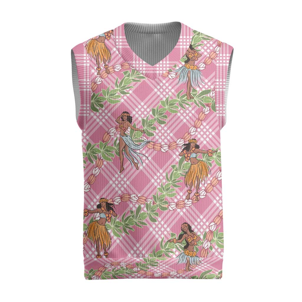Lokelani Pink Palaka Hula Girls Seamless Hawaii Aloha Christmas Knitted V-Neck Vest LT7 Pink - Polynesian Pride
