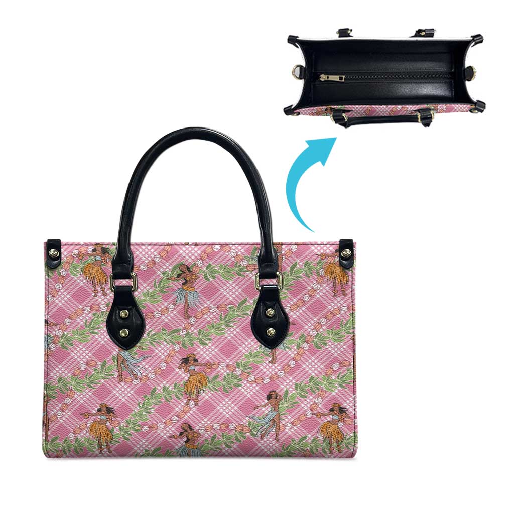 Lokelani Pink Palaka Hula Girls Seamless Hawaii Aloha Leather Bag - Polynesian Pride
