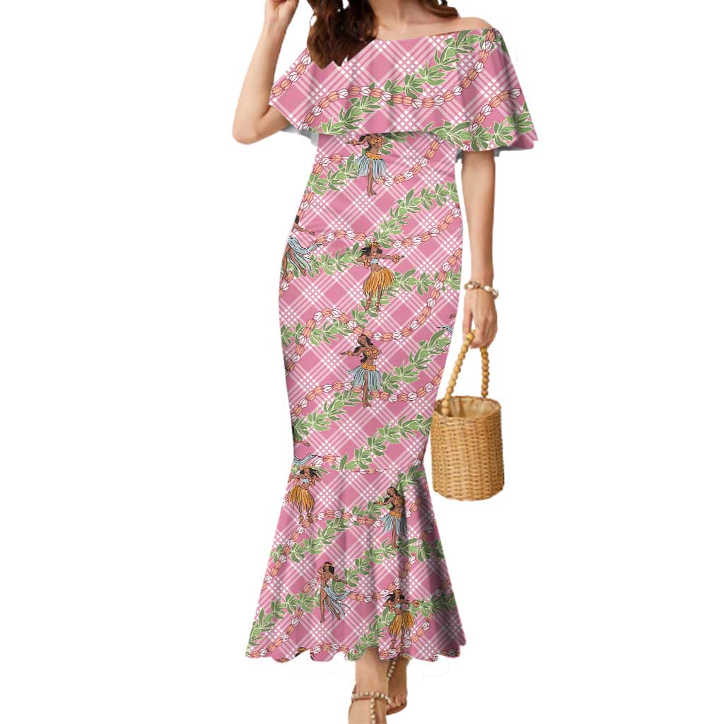 Lokelani Pink Palaka Hula Girls Seamless Hawaii Aloha Mermaid Dress LT7 Women Pink - Polynesian Pride