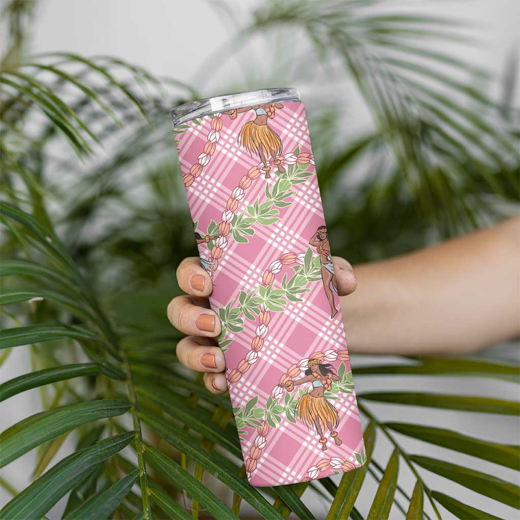 Lokelani Pink Palaka Hula Girls Seamless Hawaii Aloha Skinny Tumbler LT7 - Polynesian Pride