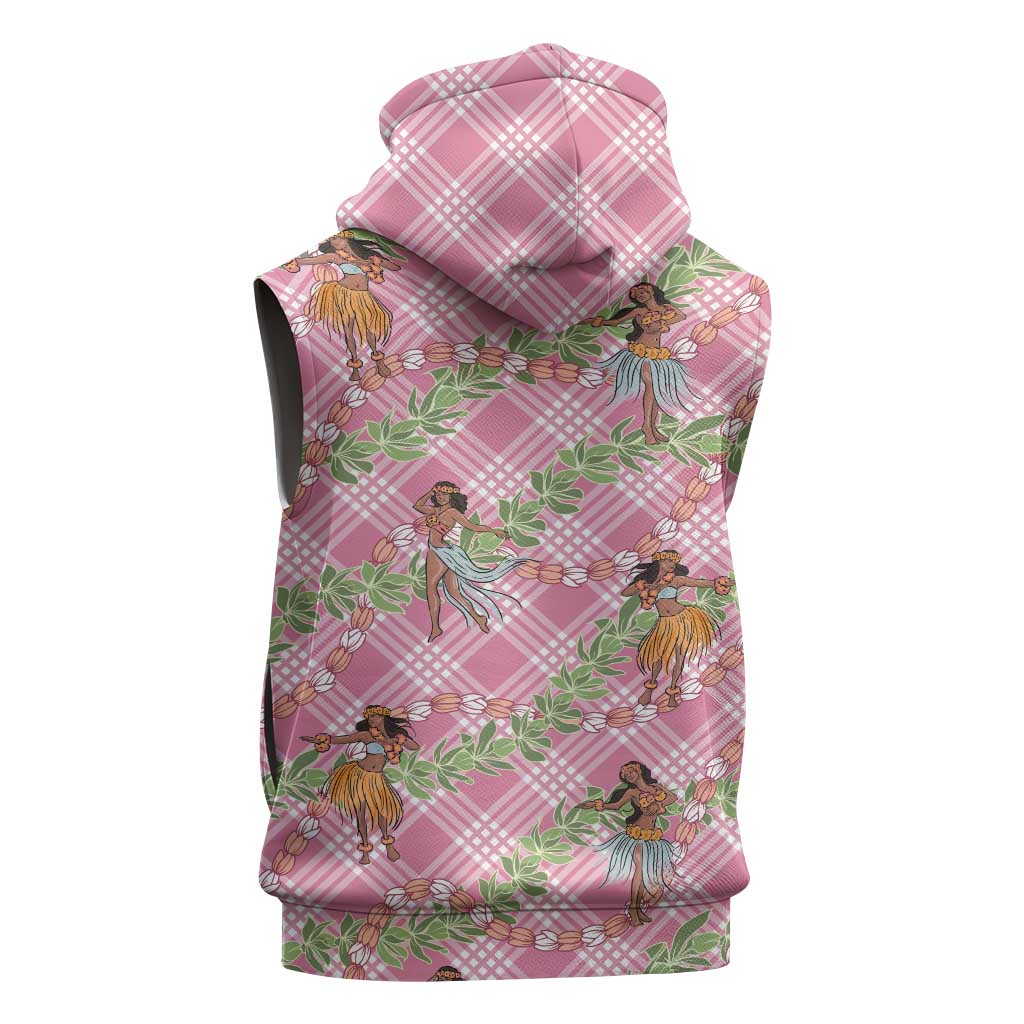 Lokelani Pink Palaka Hula Girls Seamless Hawaii Aloha Sleeveless Zip Hoodie LT7 - Polynesian Pride