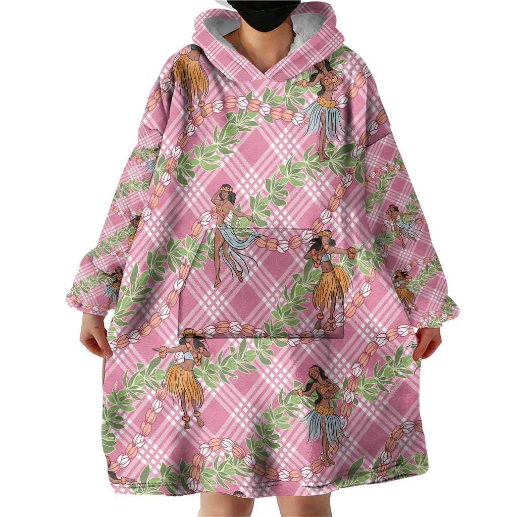 Lokelani Pink Palaka Hula Girls Seamless Hawaii Aloha Wearable Blanket Hoodie LT7 - Polynesian Pride