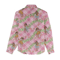 Lokelani Pink Palaka Hula Girls Seamless Hawaii Aloha Women Casual Shirt LT7 - Polynesian Pride