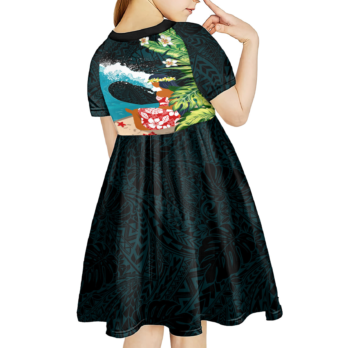Tahiti Ia Orana Kid Short Sleeve Dress Tahitian Vahine LT7 - Polynesian Pride