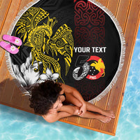 Personalized Papua New Guinea 50th Independence Anniversary Beach Blanket Oro Tapa Mix Plumeria LT7 - Polynesian Pride