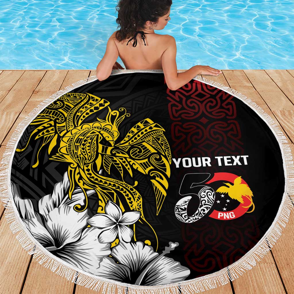 Personalized Papua New Guinea 50th Independence Anniversary Beach Blanket Oro Tapa Mix Plumeria LT7 - Polynesian Pride